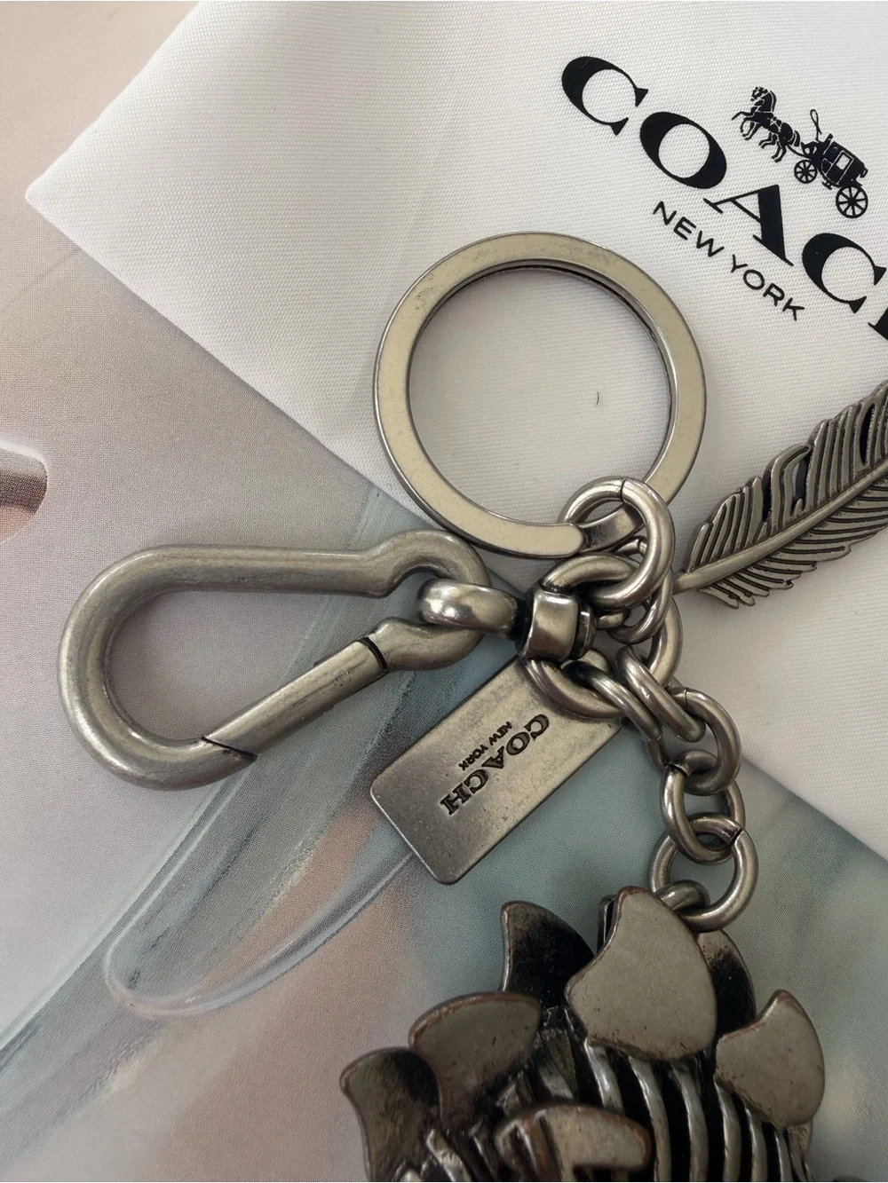 Coach Rexie stainless  metal Bag Charm / keychain new with dust bag& gift box !